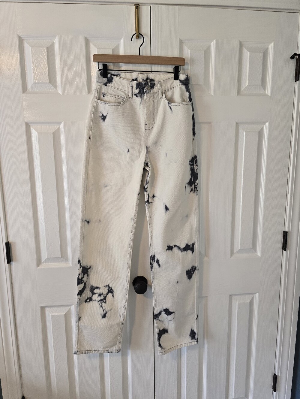 ASYOU Black & Cream Abstract Print Straight Jeans